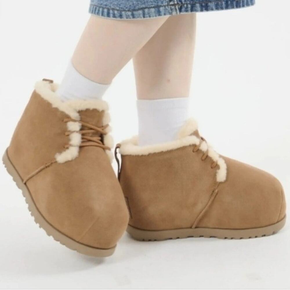 UGG Pumped Lace-Up Chestnut Suede Comfort Women's Slippers Size US 10 /UK 8 NEW